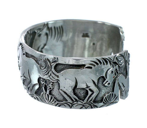 Native American Navajo Sterling Silver Horse Cuff Bracelet JX130600